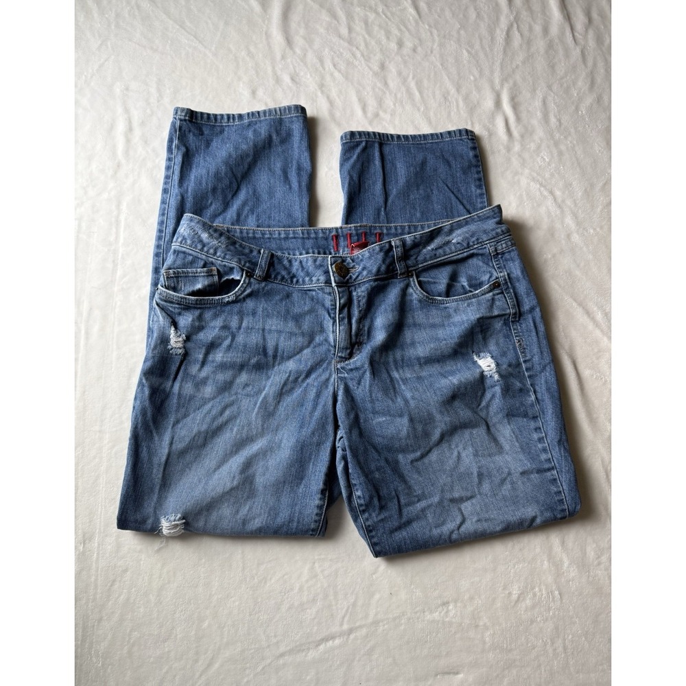 Elle Paris woman's jeans blue denim dark wash straight legs size 16
